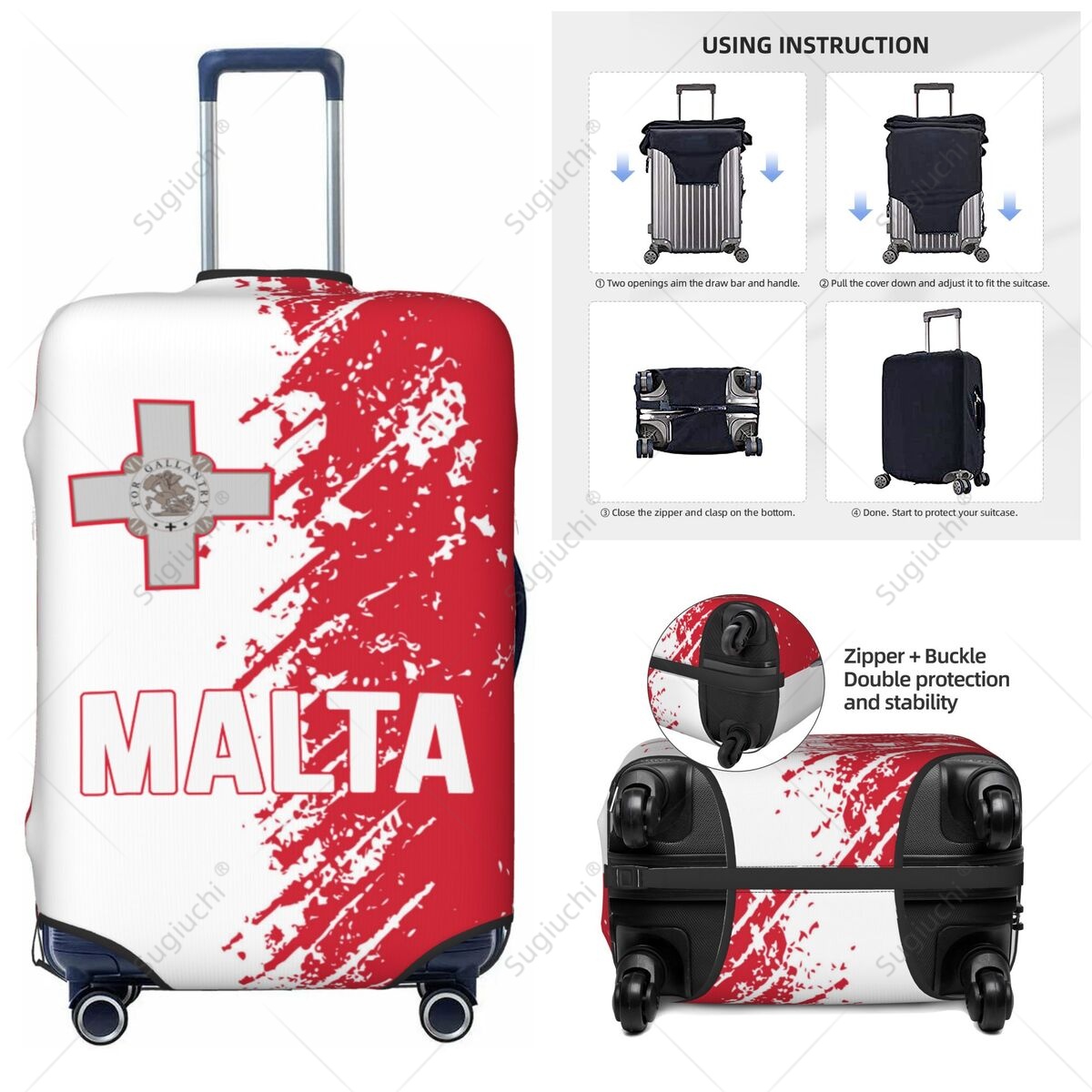 Travel Accessories Malta - Malta Bayrağı Bagaj Kapağı Bavul Elastik