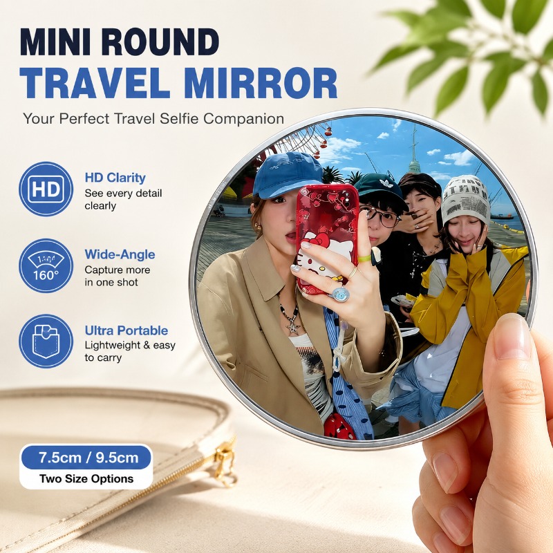 Travel Accessories Deals - Taşınabilir Yuvarlak Dışbükey Ayna El Tipi